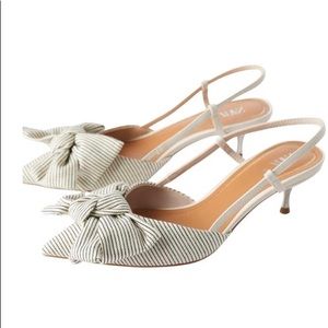 NEW ZARA black/cream striped kitten heels